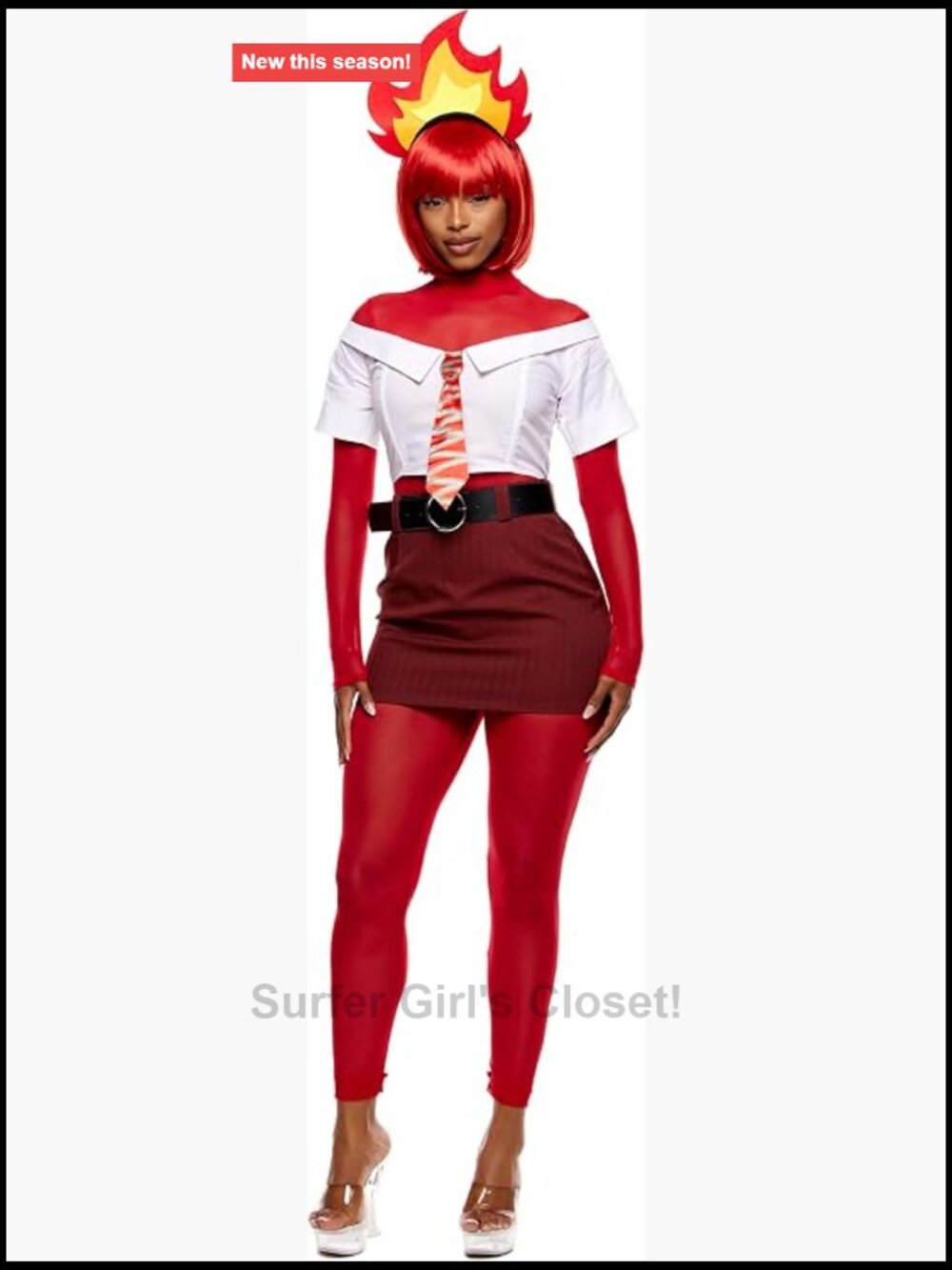 Hot Head Movie Character Costume Set Top Skirt Bodysuit Leggings Wig